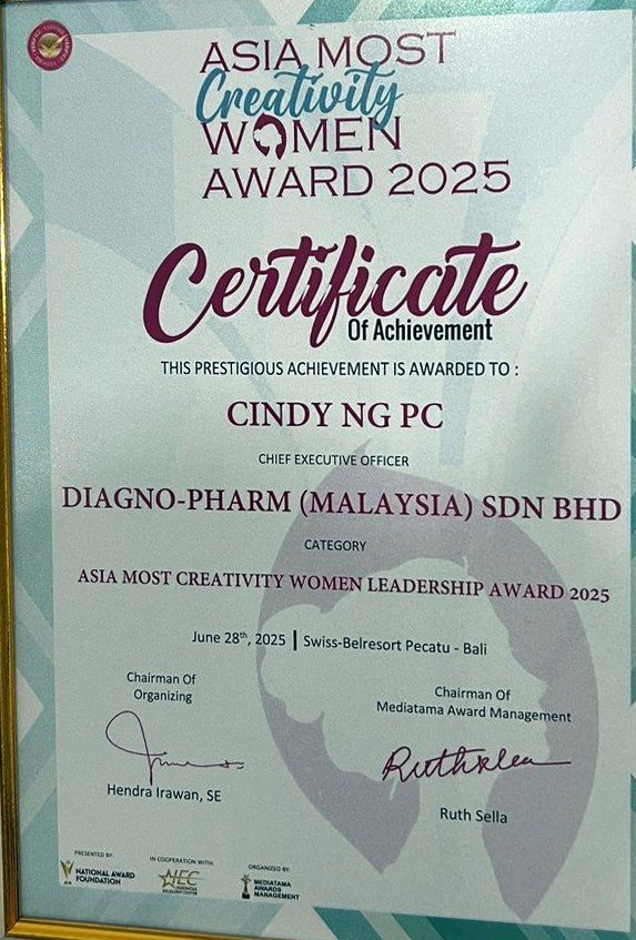 Asia Most Creativity Women Leadership Award 2025 — certificate