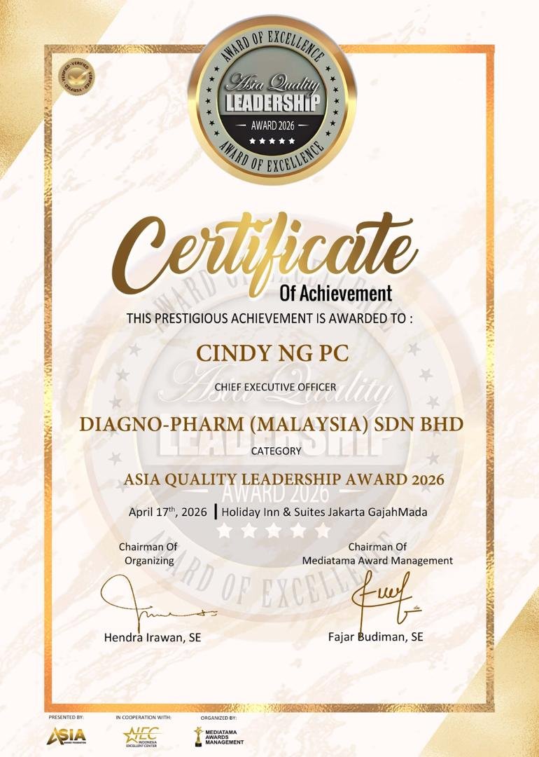 Asia Quality Leadership Award 2026 — certificate