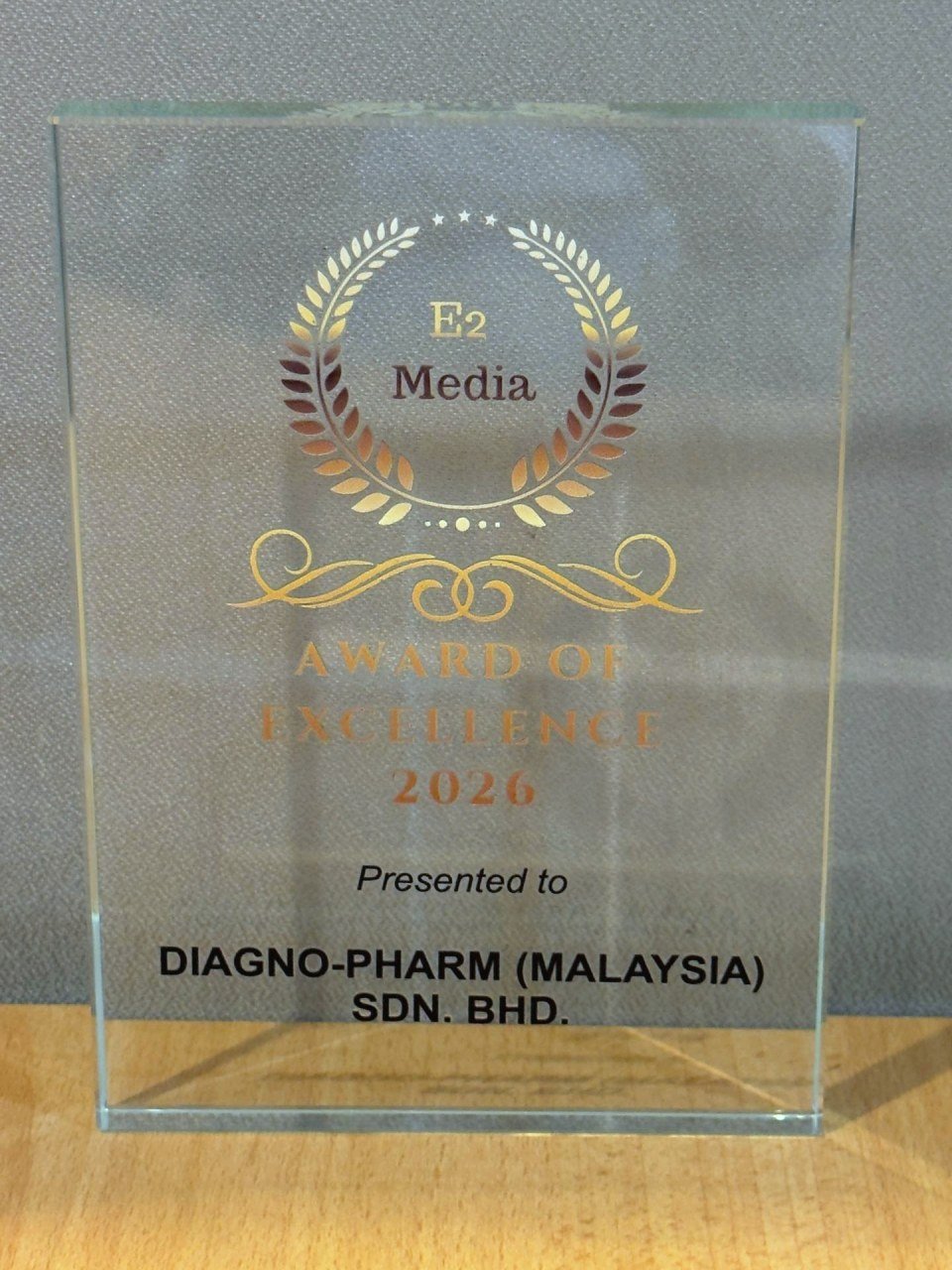 E2 Media Award of Excellence 2026 — glass trophy